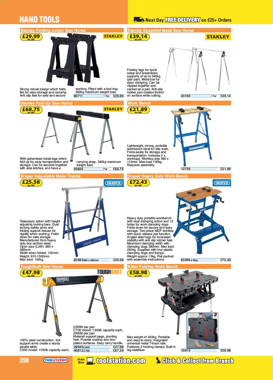 thumbnail - Toolstation offer  - Sales products - tray, Stanley, saw, hand tools, strap. Page 398.
