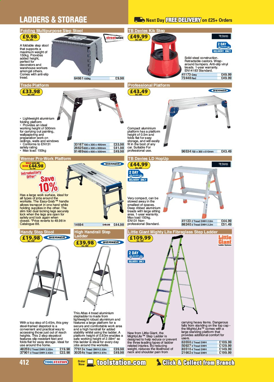 thumbnail - Toolstation offer  - Sales products - ladder, step stool, stepladder, vinyl, window. Page 412.