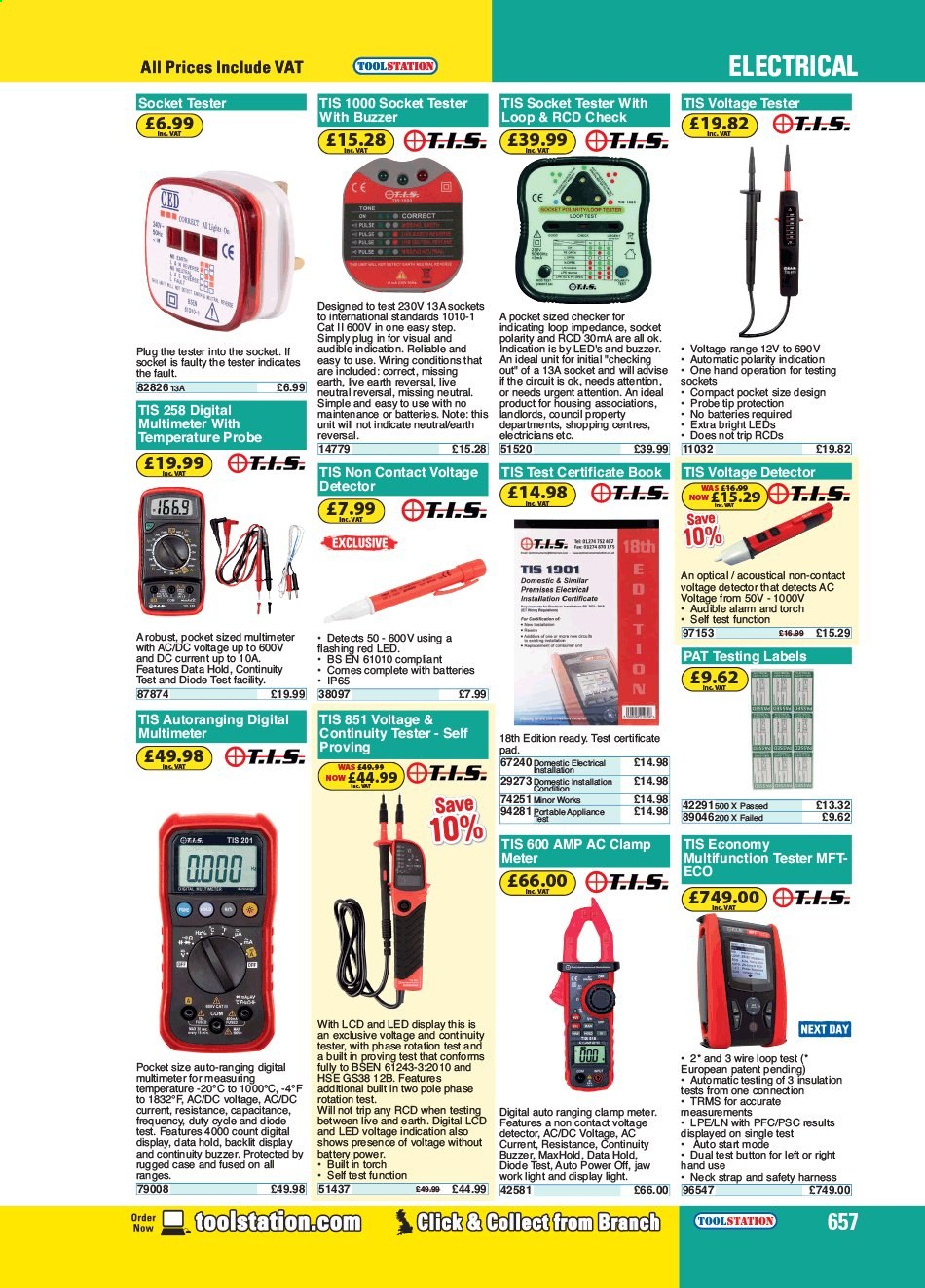 thumbnail - Toolstation offer  - Sales products - work light, digital multimeter, strap. Page 657.