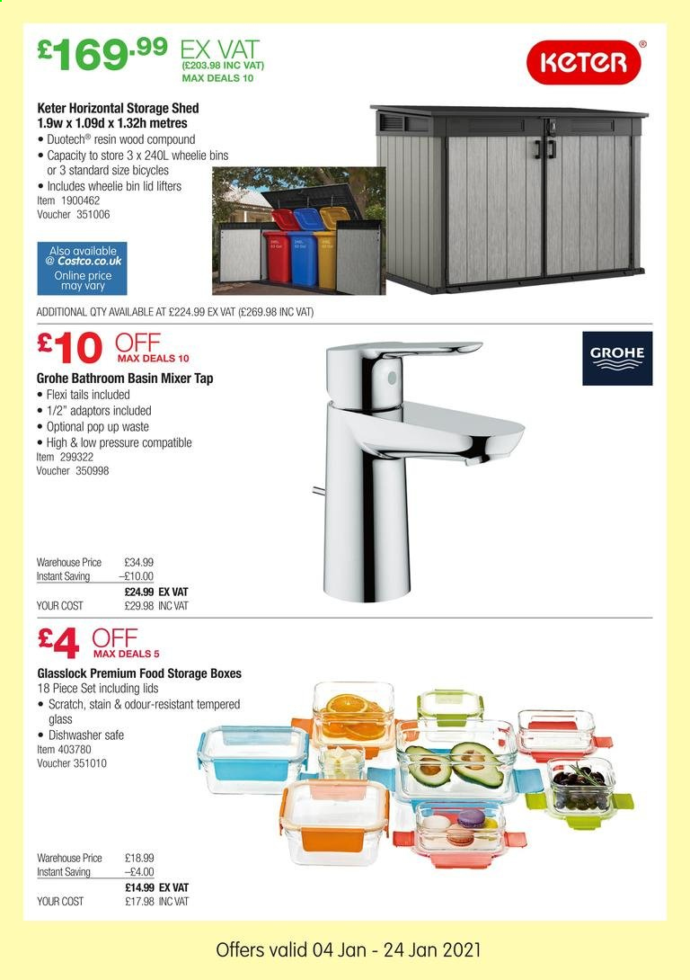 thumbnail - Costco offer  - 04/01/2021 - 24/01/2021 - Sales products - storage box, bin, wheelie bin, lid, dishwasher, storage shed, shed, Grohe. Page 5.