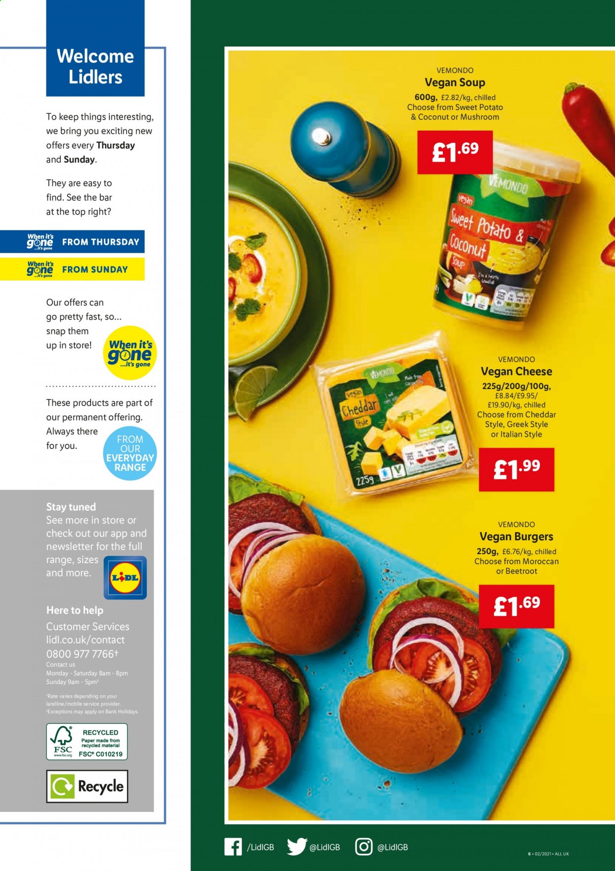 thumbnail - Lidl offer  - 14/01/2021 - 20/01/2021 - Sales products - mushrooms, sweet potato, beetroot, coconut, hamburger, soup, cheese, beetroot juice. Page 4.