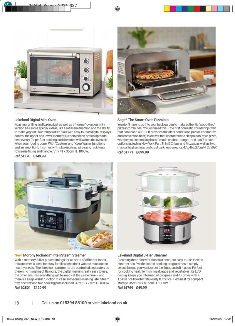 thumbnail - Lakeland offer  - Sales products - pot, pan, baking tray, bowl, food steamer. Page 18.