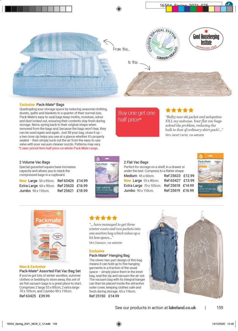 thumbnail - Lakeland offer  - Sales products - cleaner, hanger, vacuum bag, bedding, blanket, quilt. Page 159.