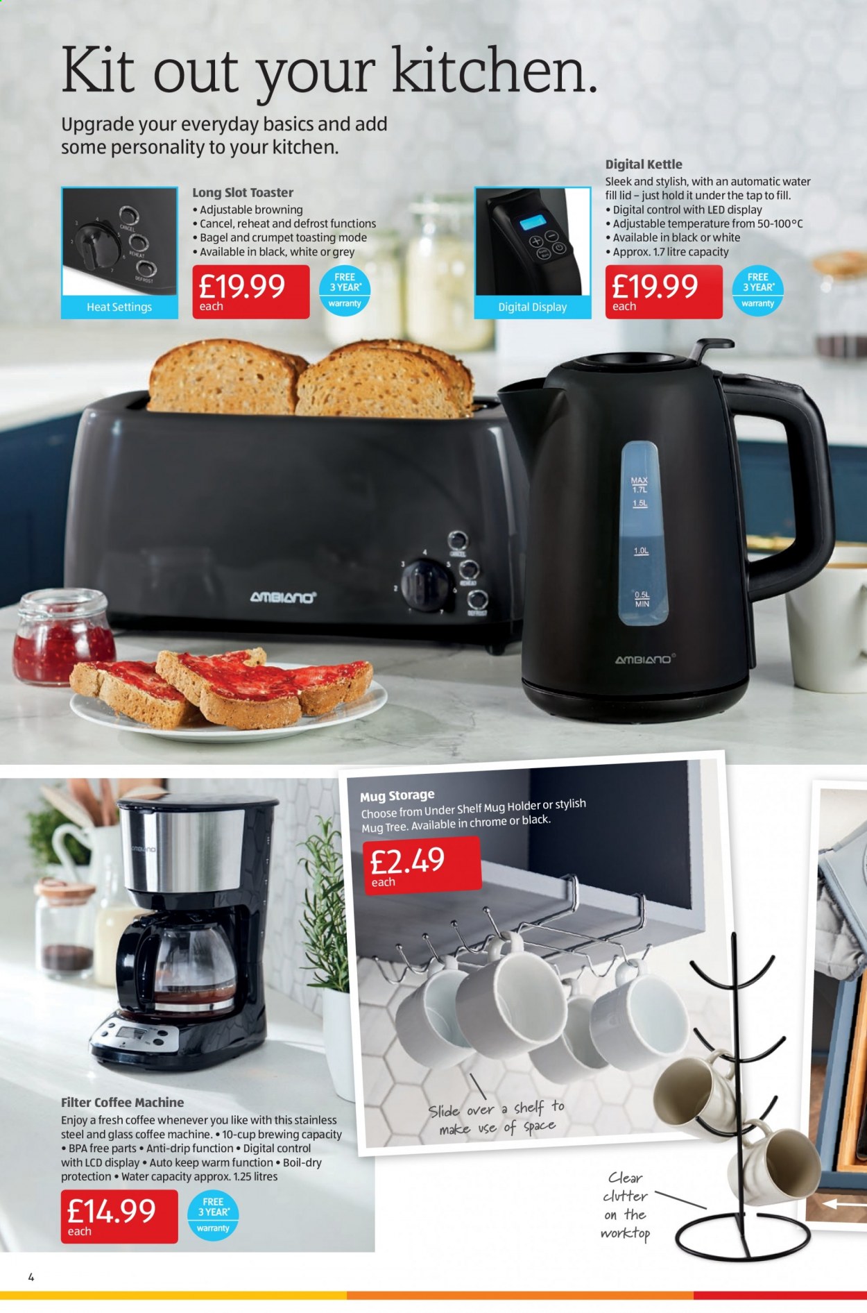 thumbnail - Aldi offer  - 17/01/2021 - 24/01/2021 - Sales products - bagels, lid, mug, cup, shelves. Page 4.