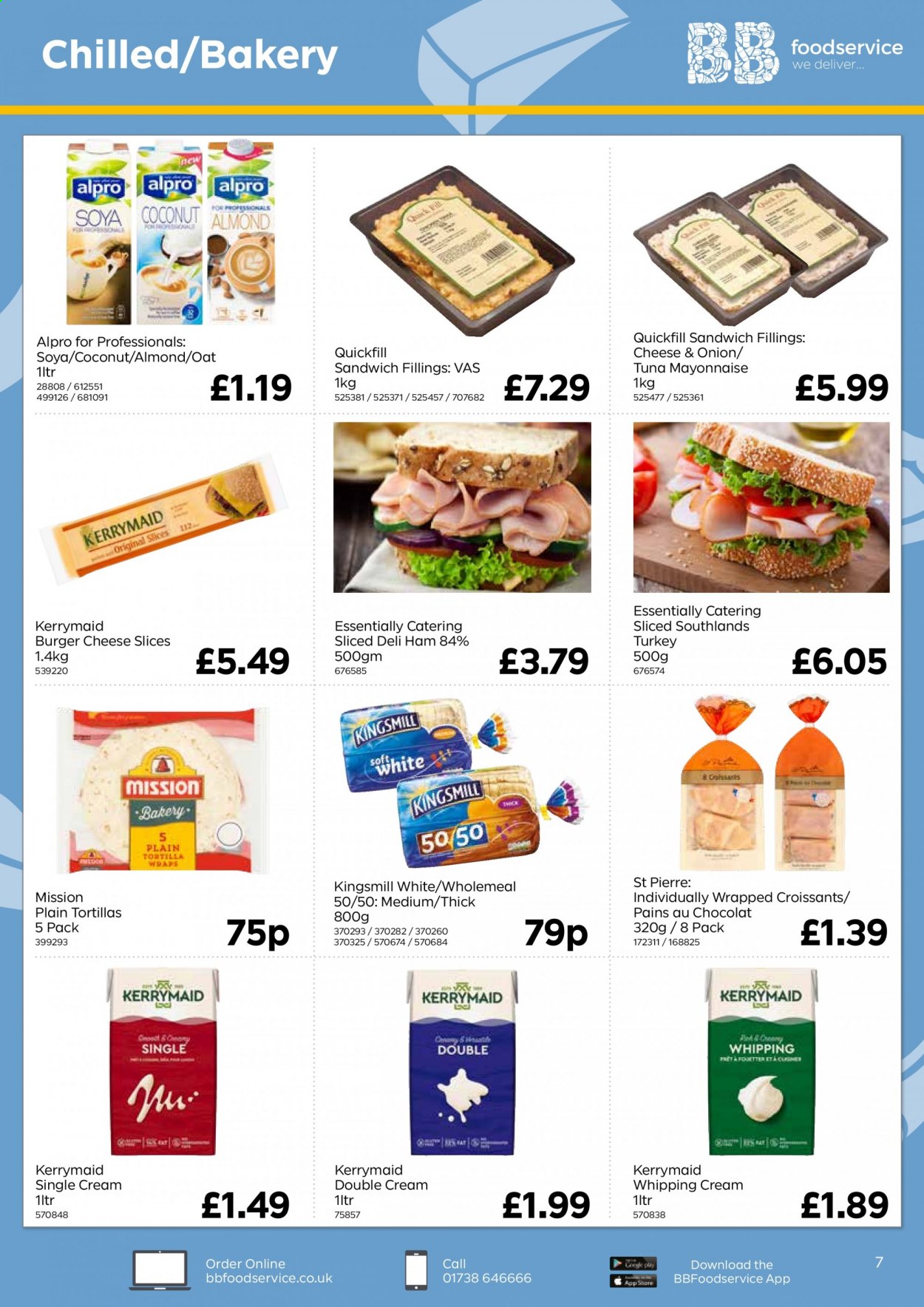 thumbnail - Bestway offer  - 29/01/2021 - 25/03/2021 - Sales products - hamburger, tortillas, croissant, tuna, sandwich, Alpro, ham, sliced cheese, whipping cream, mayonnaise, oats, almonds. Page 7.