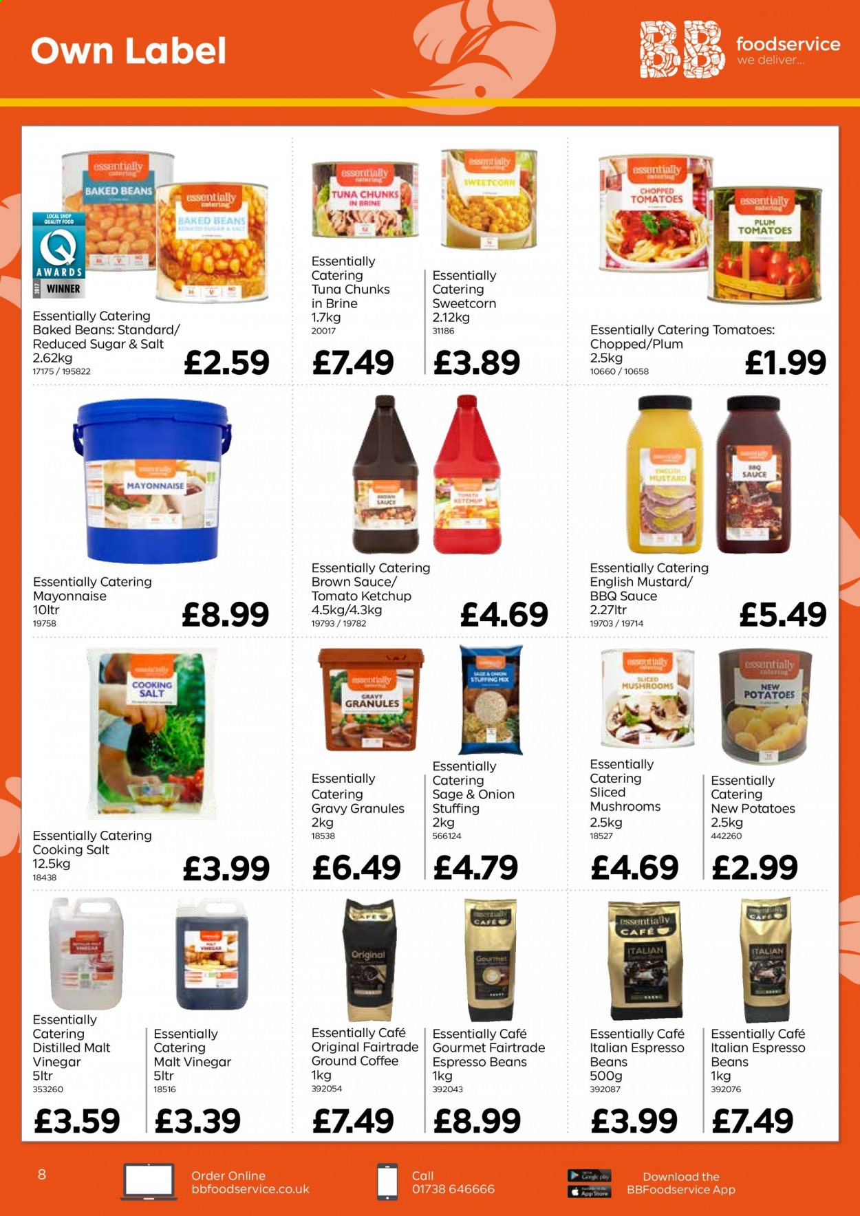 thumbnail - Bestway offer  - 29/01/2021 - 25/03/2021 - Sales products - mushrooms, beans, tomatoes, potatoes, tuna, sauce, mayonnaise, malt, baked beans, chopped tomatoes, BBQ sauce, mustard, ketchup, brown sauce, mustard sauce, vinegar, coffee, ground coffee. Page 8.