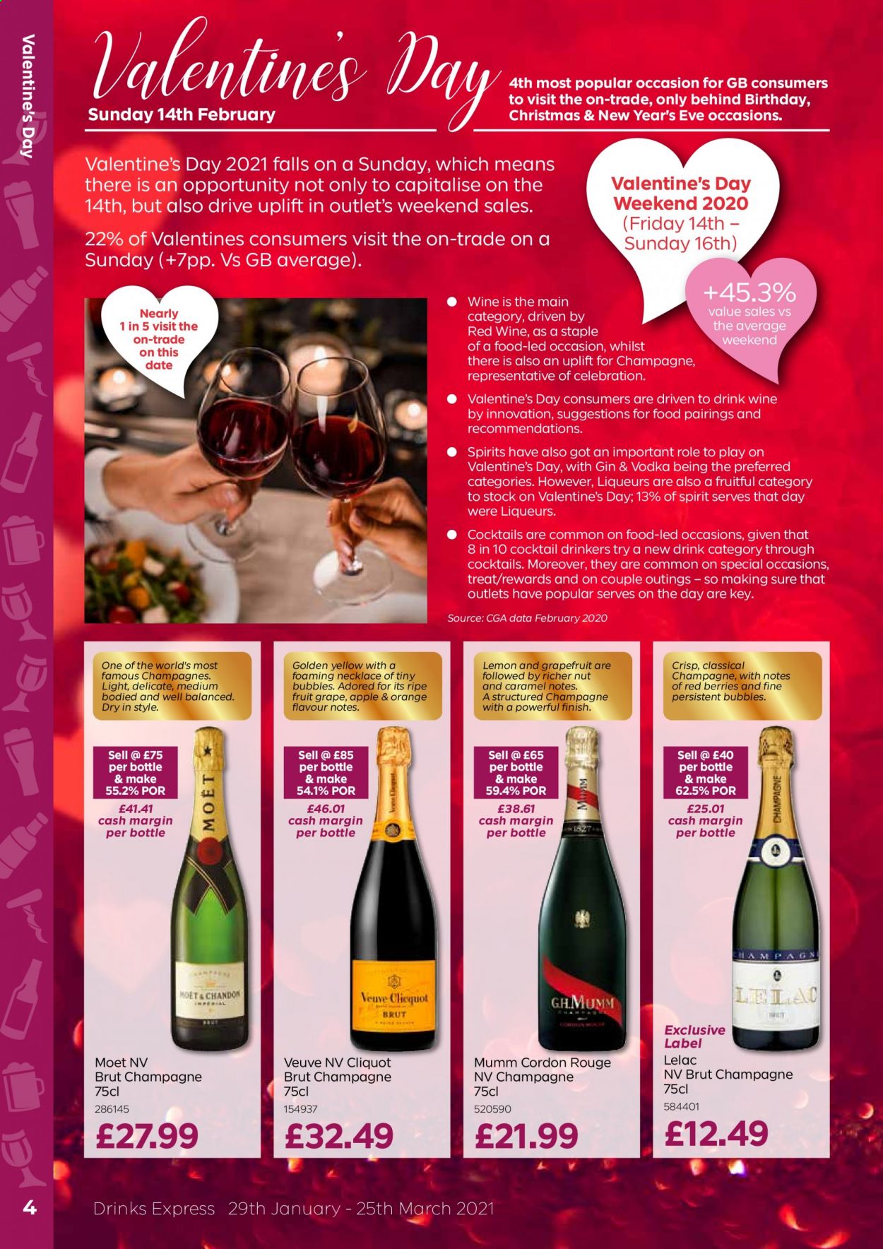thumbnail - Bestway offer  - 29/01/2021 - 25/03/2021 - Sales products - Celebration, caramel, red wine, champagne, wine, Moët & Chandon, Mumm Cordon Rouge, gin, vodka, Sure, Brut, Play On. Page 4.