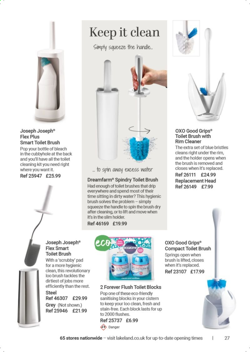 thumbnail - Lakeland offer  - Sales products - cleaner, brush, toilet brush, bleach. Page 27.