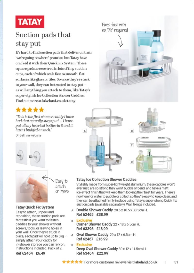 thumbnail - Lakeland offer  - Sales products - shower caddy, suction cups, cup. Page 31.