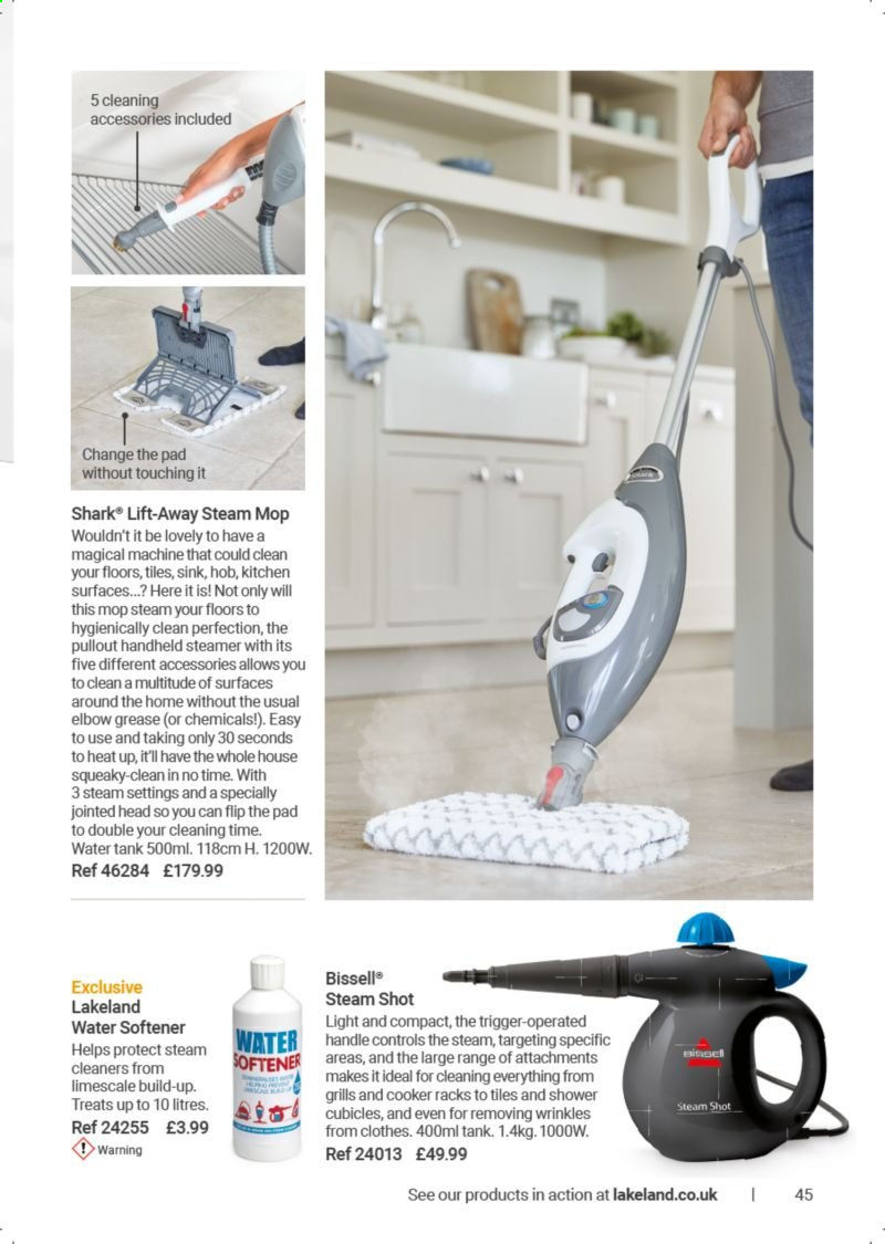 thumbnail - Lakeland offer  - Sales products - mop, Bissell, food steamer. Page 45.