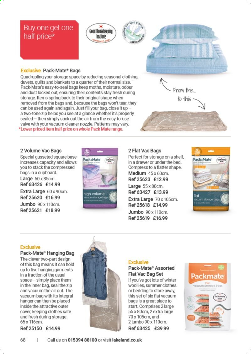 thumbnail - Lakeland offer  - Sales products - cleaner, hanger, storage bag, vacuum bag, bedding, blanket, quilt. Page 68.