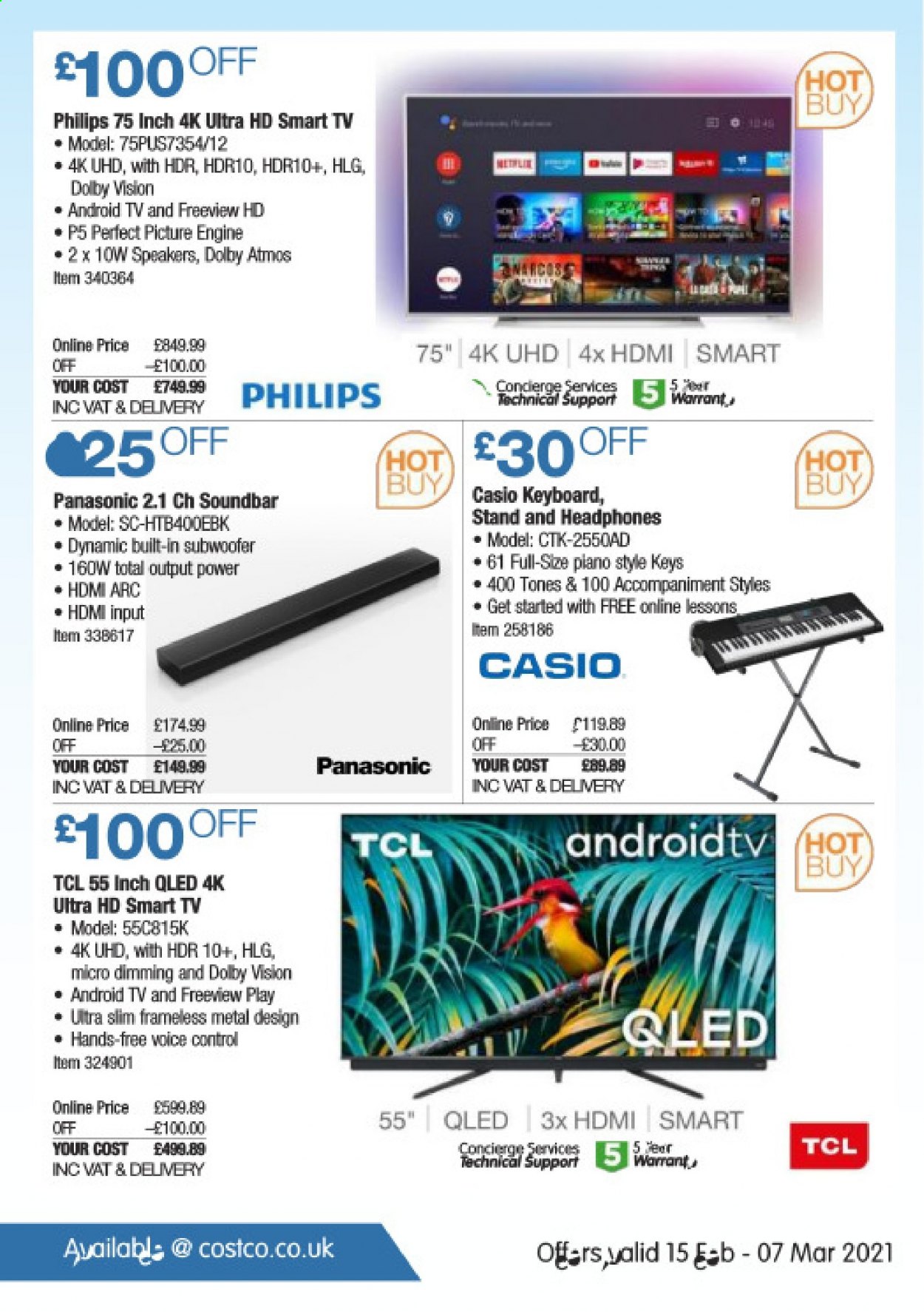 thumbnail - Costco offer  - 15/02/2021 - 07/03/2021 - Sales products - Philips, Panasonic, keyboard. Page 24.
