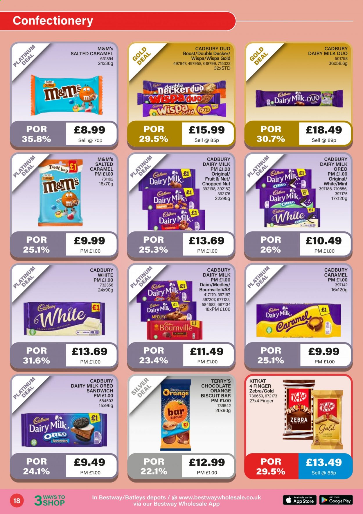 thumbnail - Bestway offer  - 26/02/2021 - 25/03/2021 - Sales products - sandwich, Oreo, biscuit, chocolate, M&M's, Cadbury, KitKat, Dairy Milk, Boost. Page 18.