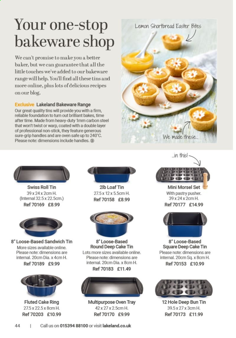 thumbnail - Lakeland offer  - Sales products - cake form, tray, bakeware. Page 44.