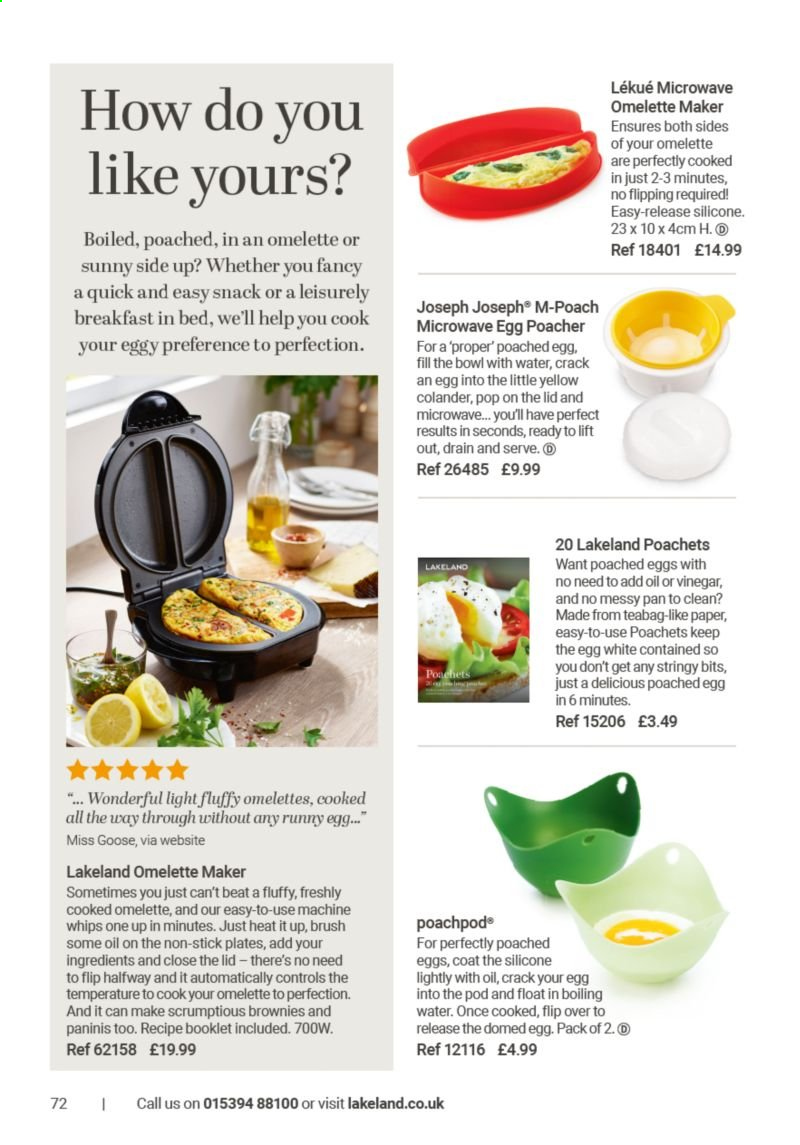 thumbnail - Lakeland offer  - Sales products - brush, colander, plate, pan, bowl, paper. Page 72.