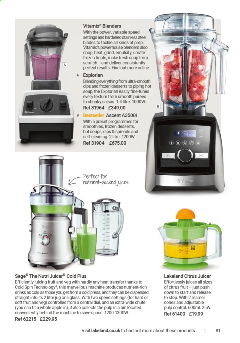 thumbnail - Lakeland offer  - Sales products - bin, juicer. Page 81.