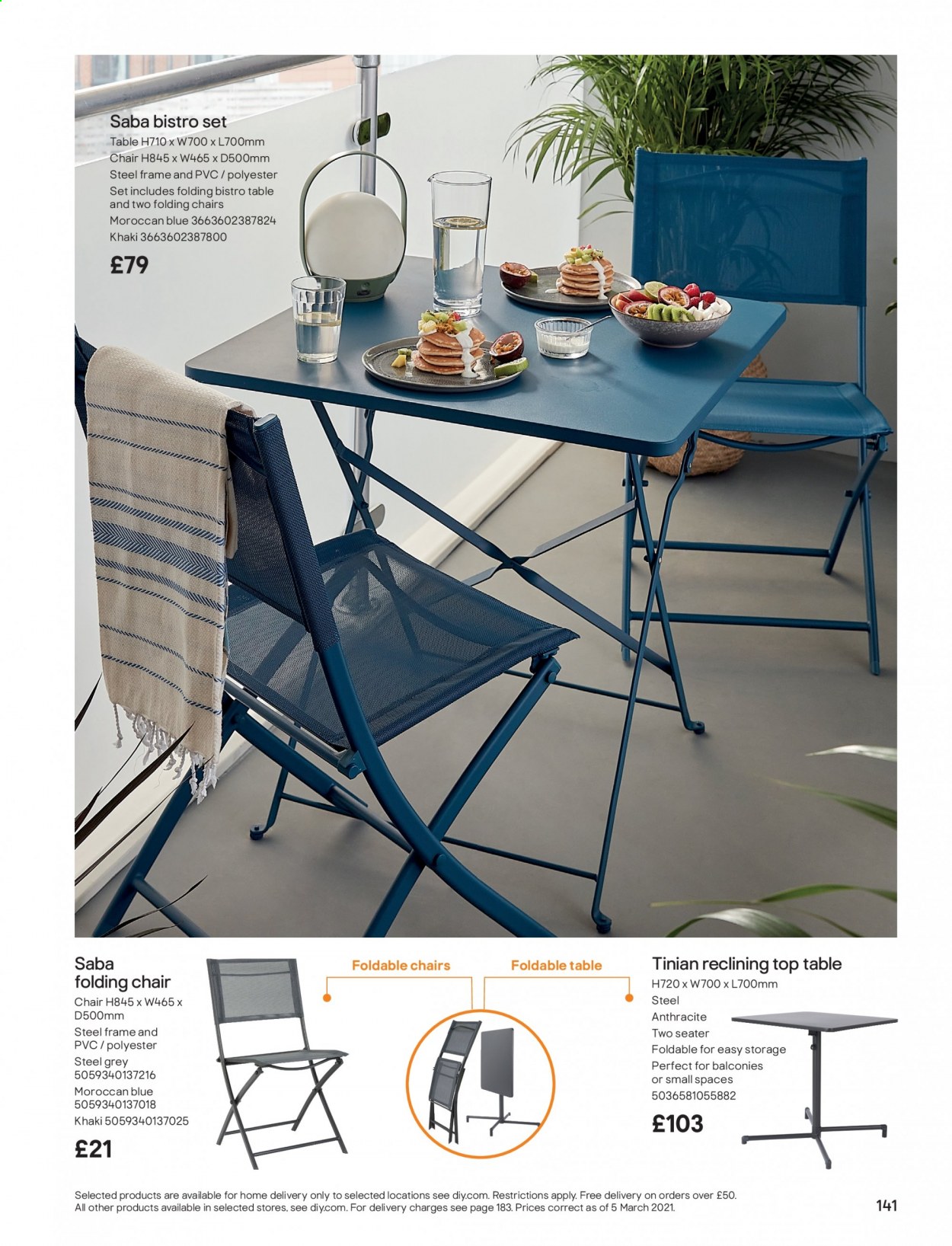thumbnail - B&Q offer  - Sales products - table, chair, folding chair. Page 141.