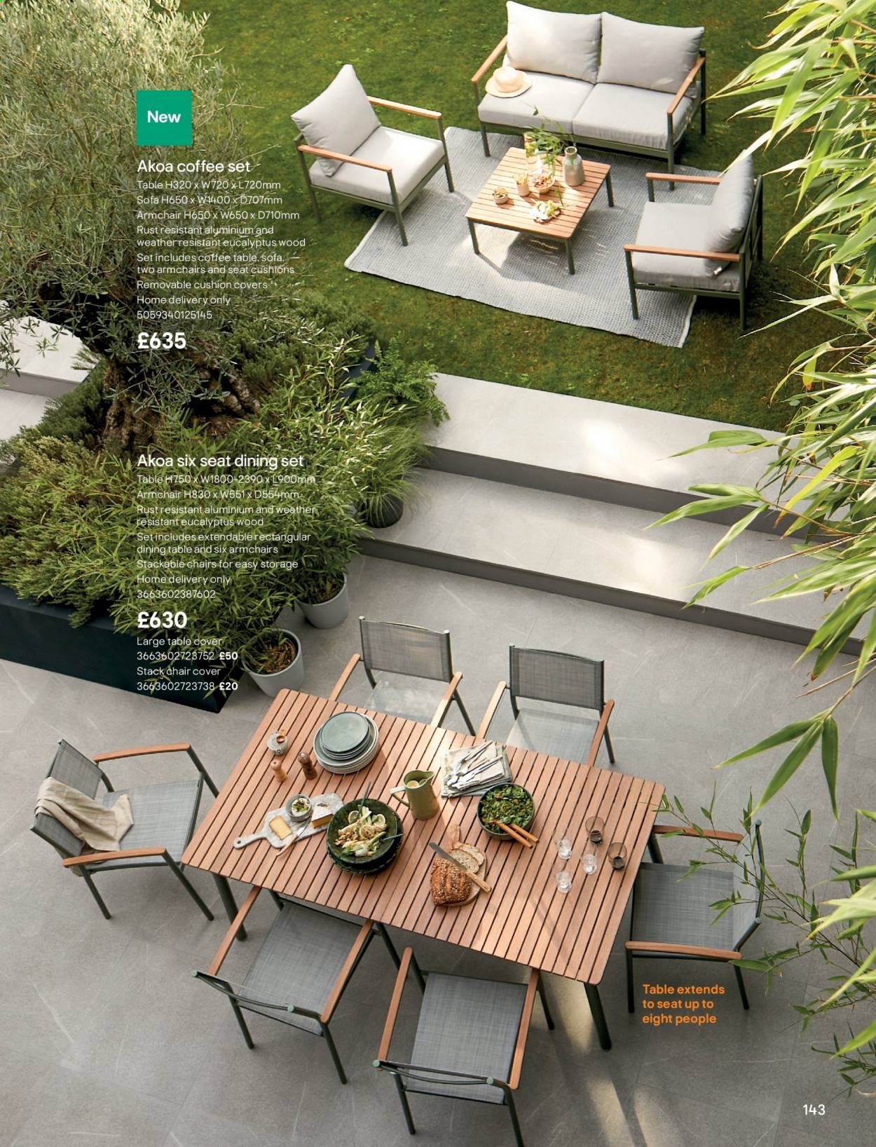 thumbnail - B&Q offer  - Sales products - cushion, dining set, dining table, table, chair, arm chair, sofa. Page 143.