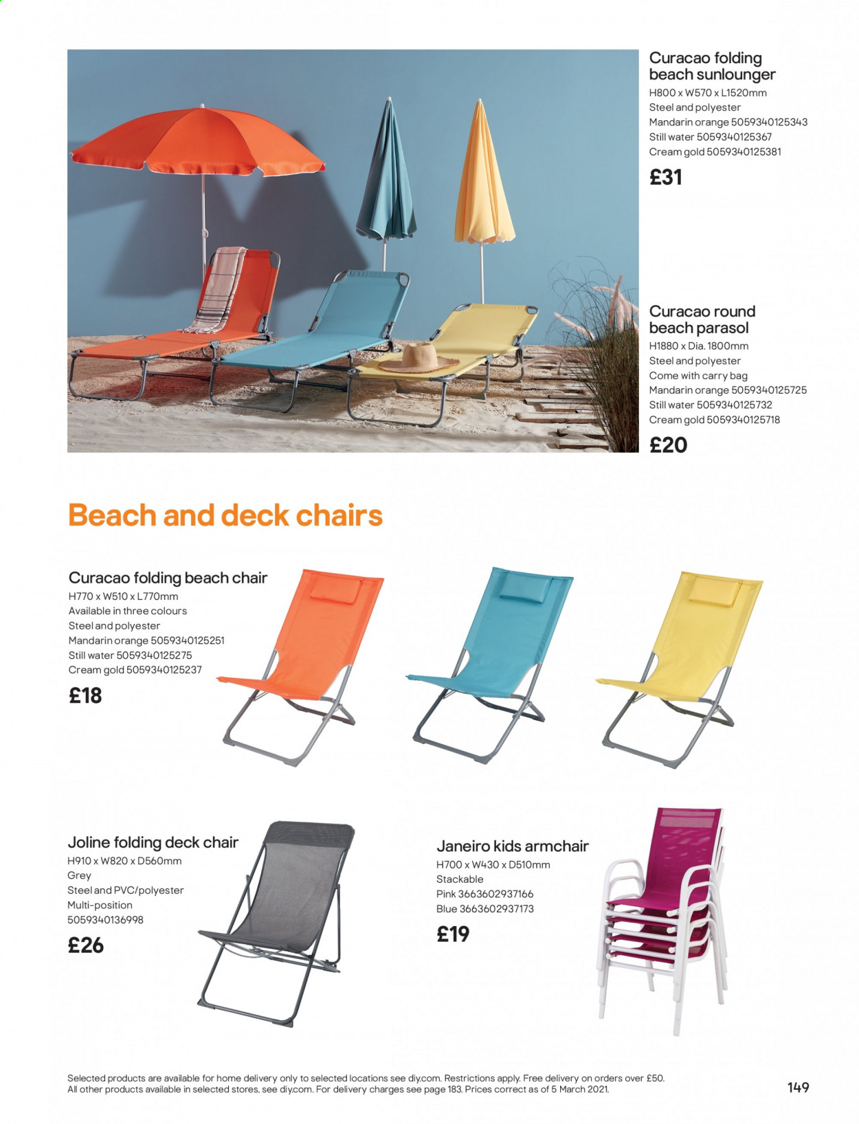 thumbnail - B&Q offer  - Sales products - chair, arm chair, beach chair. Page 149.
