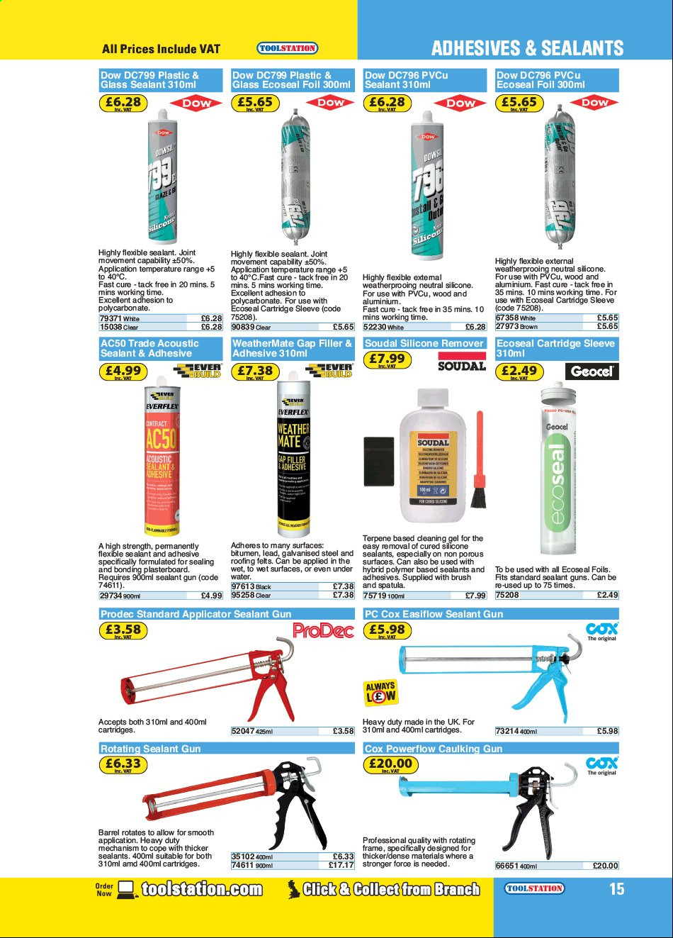 thumbnail - Toolstation offer  - Sales products - adhesive, roofing, brush. Page 15.