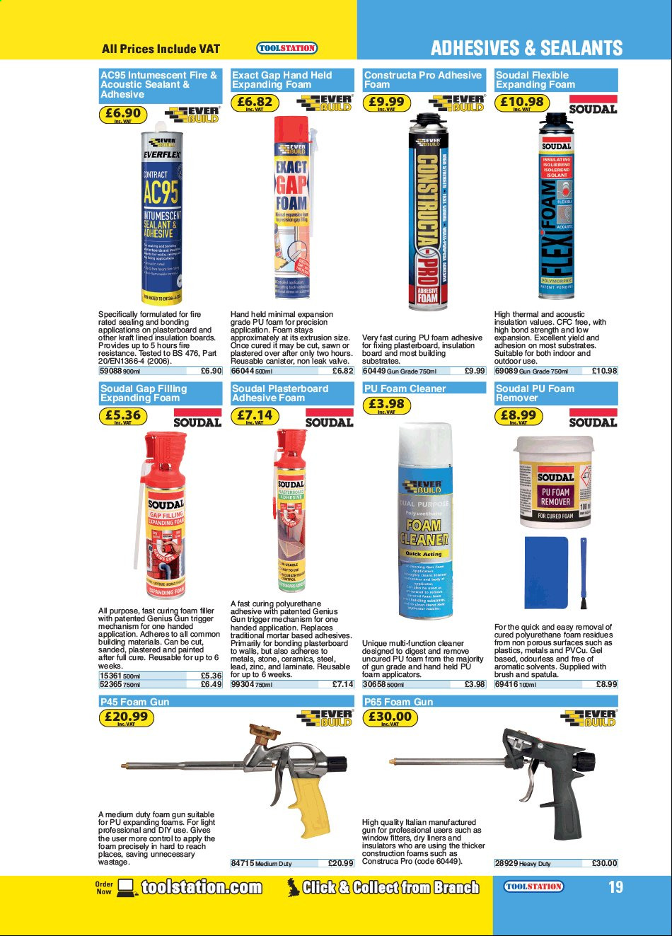 thumbnail - Toolstation offer  - Sales products - adhesive, brush, canister, cleaner. Page 19.