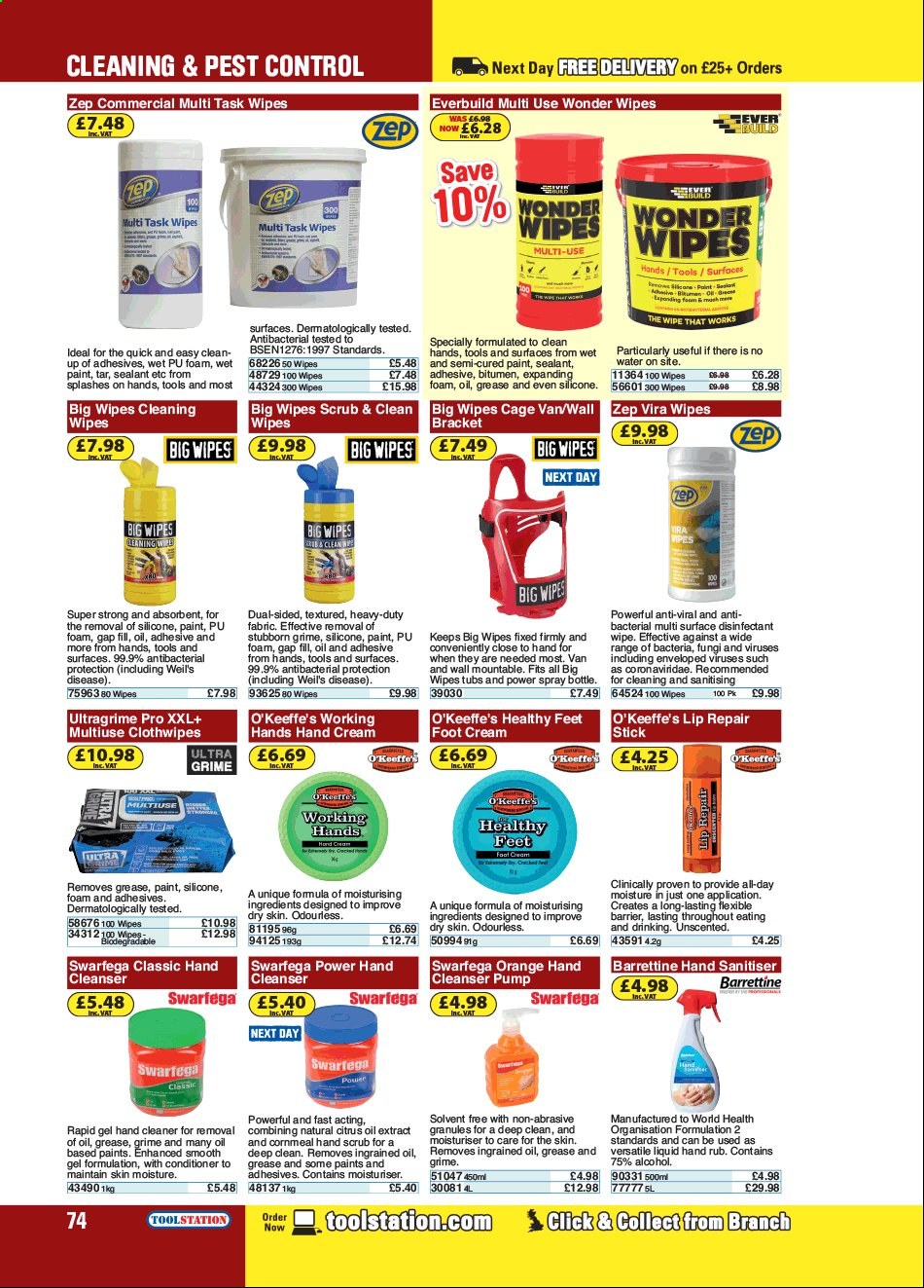 thumbnail - Toolstation offer  - Sales products - adhesive, pump, cleaner. Page 74.