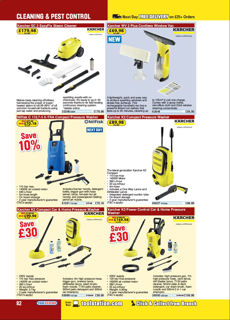 thumbnail - Toolstation offer  - Sales products - vacuum cleaner, window, brush, pressure washer, Kärcher, cleaner, car shampoo. Page 82.