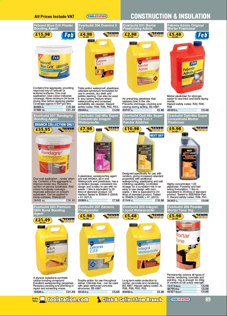 thumbnail - Toolstation offer  - Sales products - brick, plaster. Page 89.
