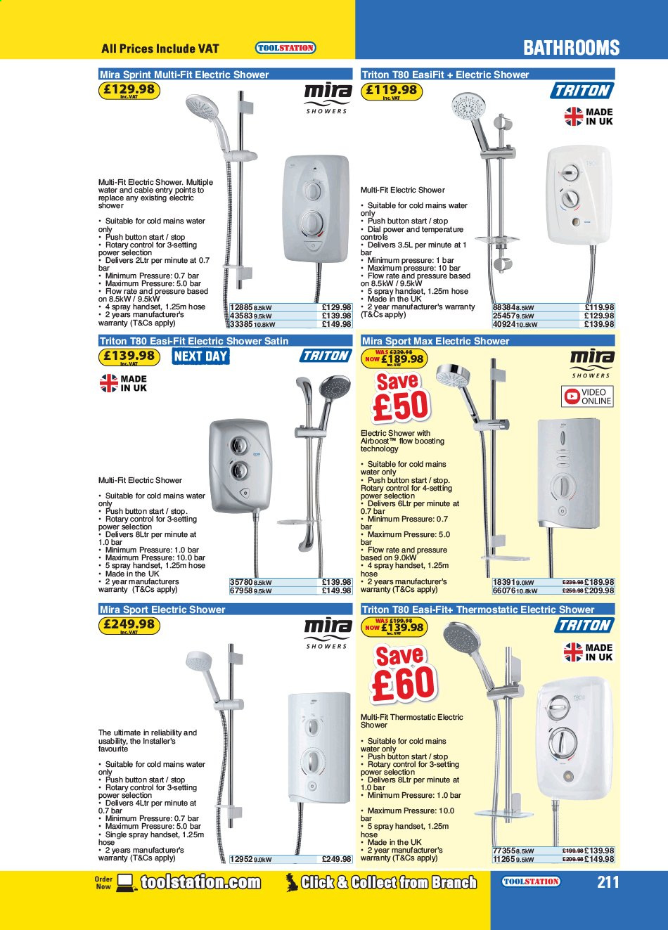 thumbnail - Toolstation offer  - Sales products - electric shower. Page 211.