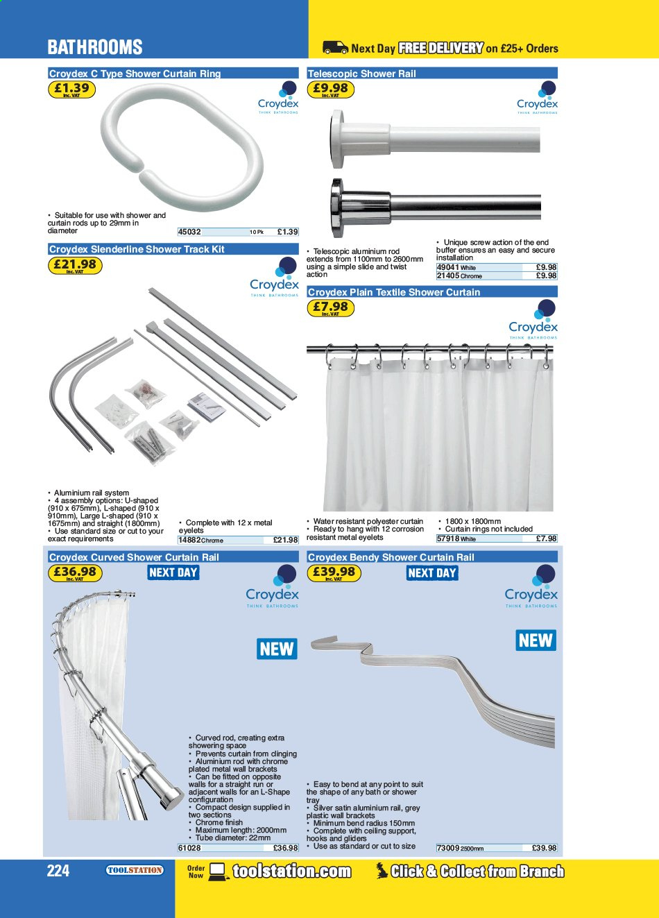 thumbnail - Toolstation offer  - Sales products - curtain rail, hook. Page 224.