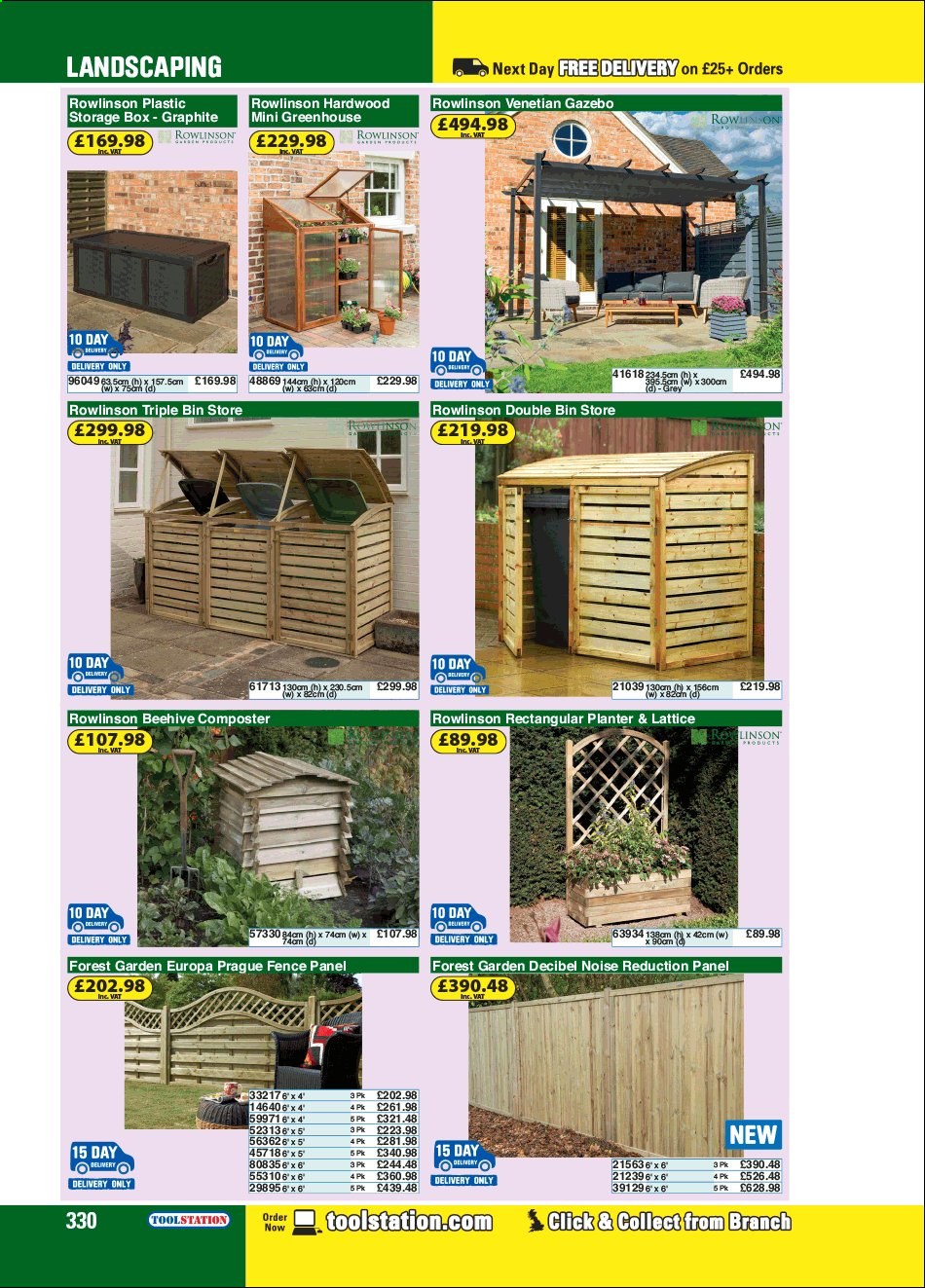thumbnail - Toolstation offer  - Sales products - storage box, greenhouse, gazebo, fence panel. Page 330.