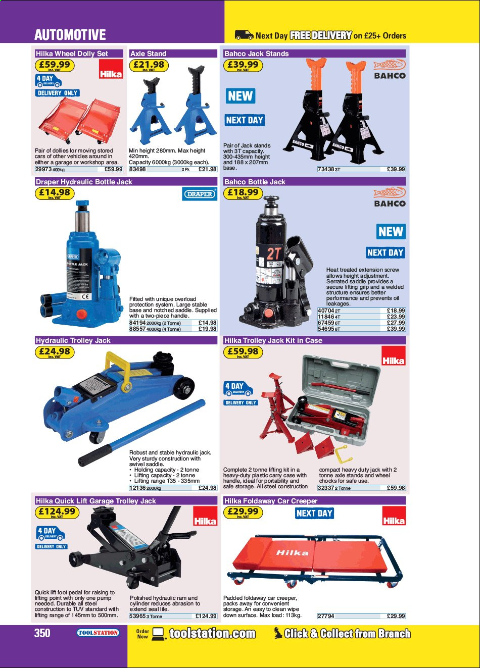 thumbnail - Toolstation offer  - Sales products - trolley, hydraulic trolley, pump. Page 350.