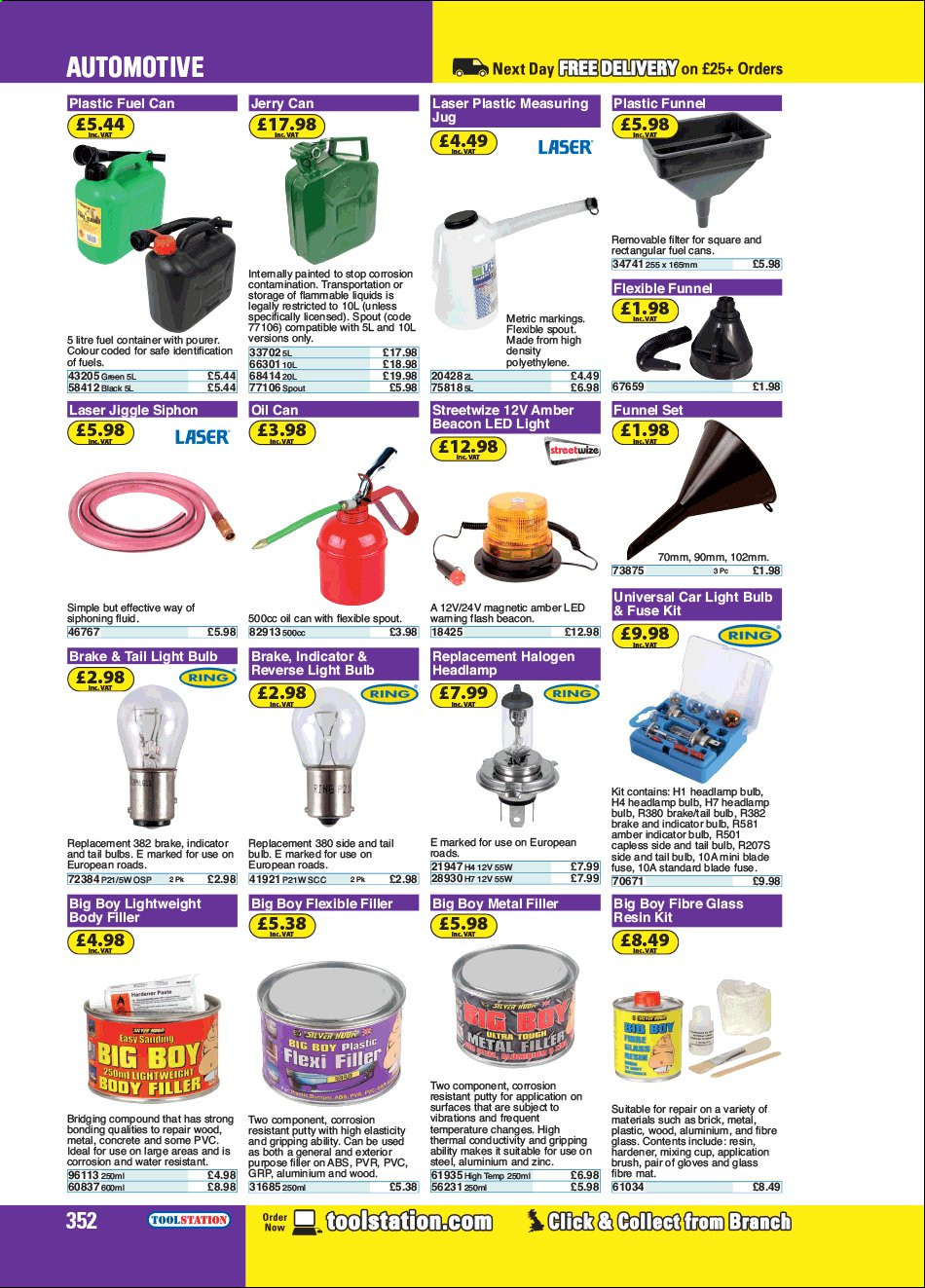thumbnail - Toolstation offer  - Sales products - LED light, brick, gloves, brush, fuel can. Page 352.