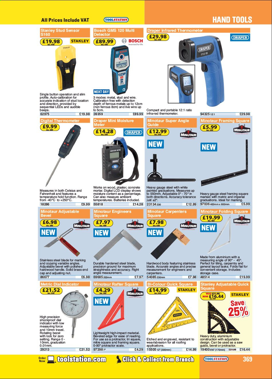 thumbnail - Toolstation offer  - Sales products - Bosch, Stanley, thermometer, roofing, plaster, saw, hand tools. Page 369.
