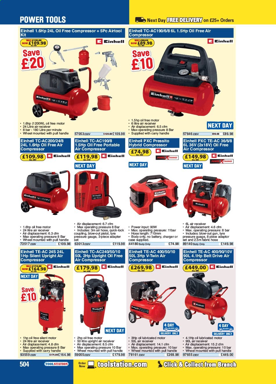 thumbnail - Toolstation offer  - Sales products - power tools, air compressor, air hose. Page 504.
