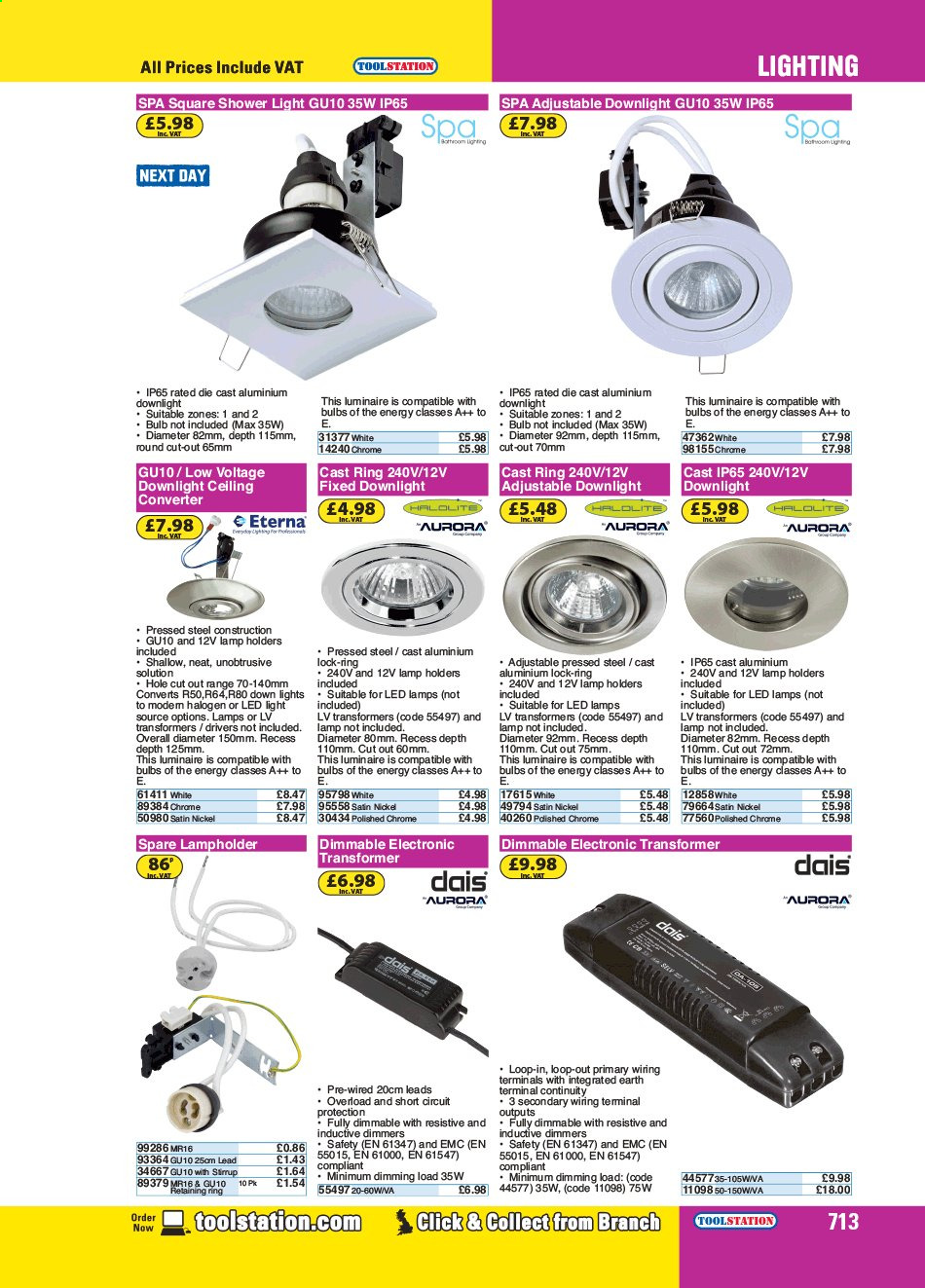 thumbnail - Toolstation offer  - Sales products - lamp, LED light. Page 713.