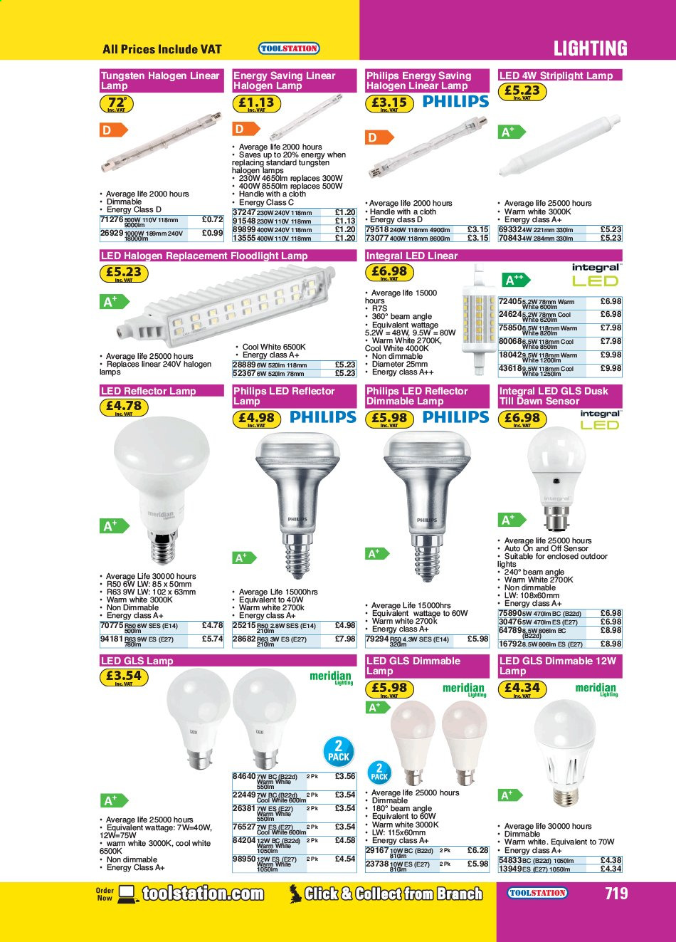 thumbnail - Toolstation offer  - Sales products - Philips, lamp, floodlight. Page 719.