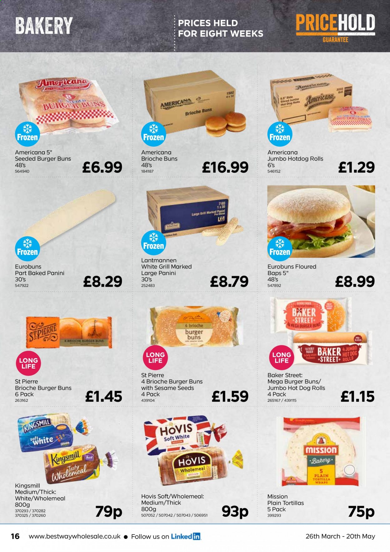 thumbnail - Bestway offer  - 26/03/2021 - 20/05/2021 - Sales products - tortillas, panini, burger buns, brioche, hot dog. Page 16.