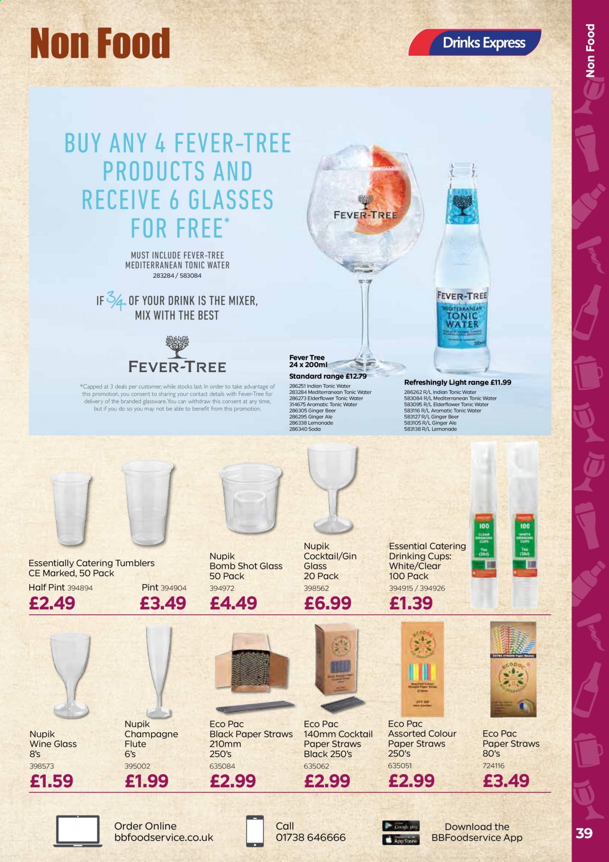 thumbnail - Bestway offer  - 26/03/2021 - 20/05/2021 - Sales products - ginger beer, beer, ginger ale, lemonade, soda, tonic, champagne, wine, gin, glassware set, tumbler, wine glass, champagne flute, cup, straw, paper. Page 39.