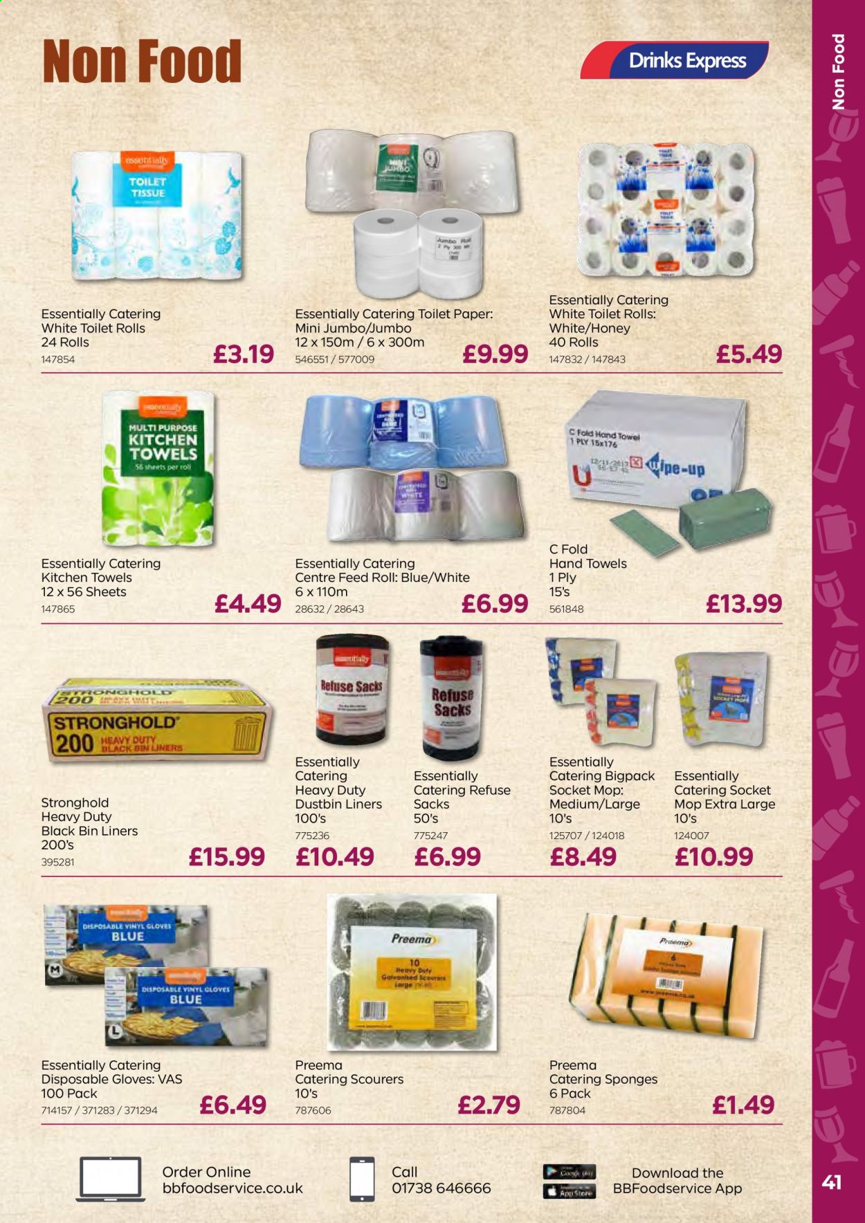 thumbnail - Bestway offer  - 26/03/2021 - 20/05/2021 - Sales products - honey, toilet paper, kitchen towels, bin, sponge, disposable gloves, mop. Page 41.