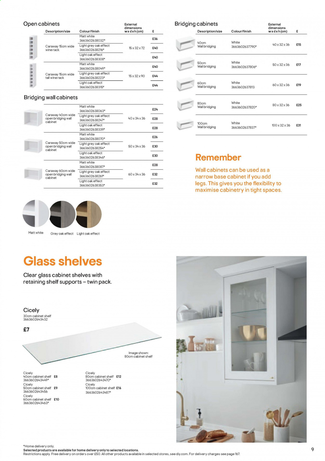 thumbnail - B&Q offer  - Sales products - cabinet, wall cabinet, shelves. Page 9.