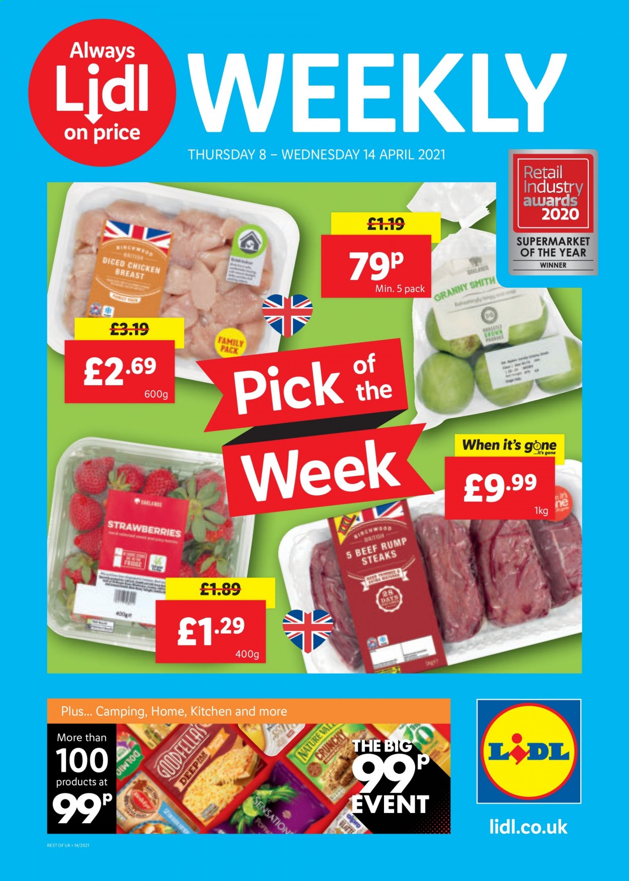 thumbnail - Lidl offer  - 08/04/2021 - 14/04/2021 - Sales products - strawberries, steak. Page 1.