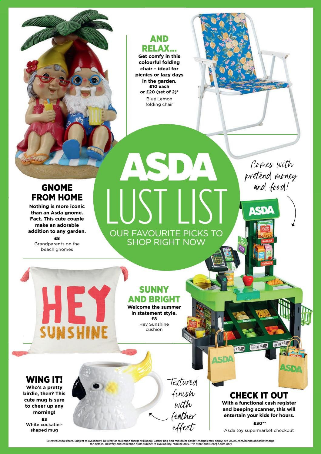 thumbnail - ASDA offer  - 05/04/2021 - 19/04/2021 - Sales products - corn, Sunshine, Sure, basket, mug, cushion, folding chair. Page 16.