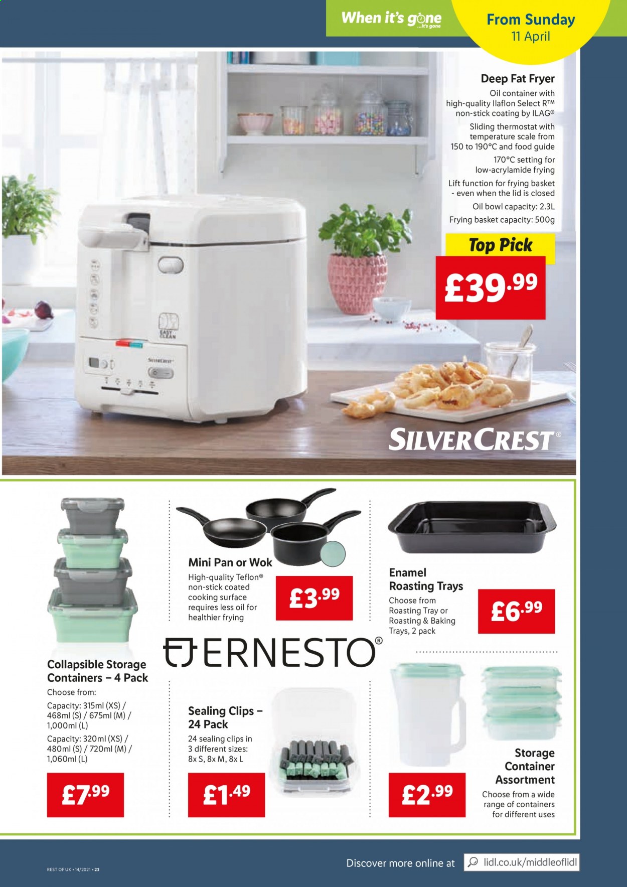 thumbnail - Lidl offer  - 08/04/2021 - 14/04/2021 - Sales products - scale, oil, Crest, basket, lid, tray, pan, wok, bowl, ruler, deep fryer. Page 17.