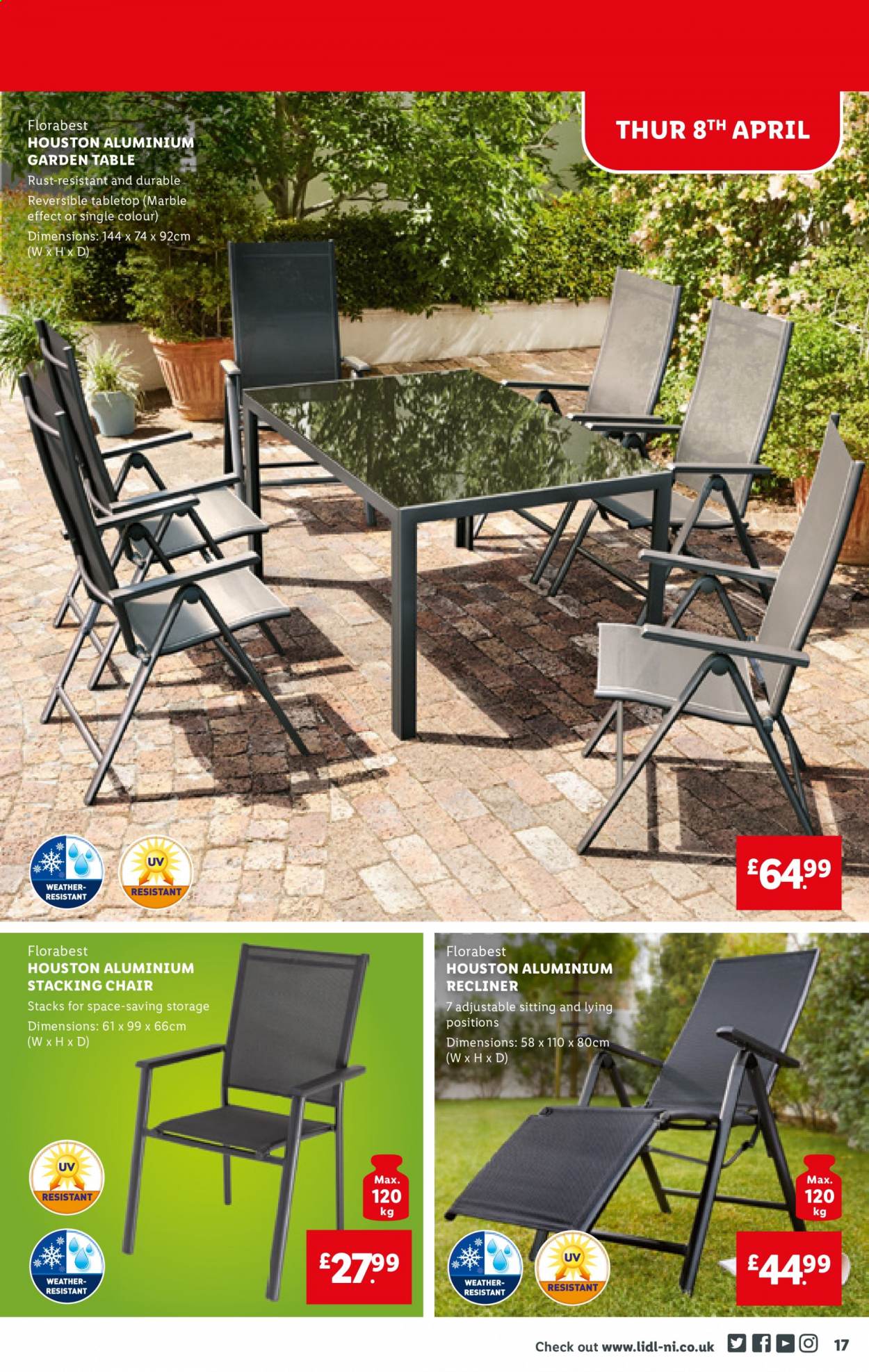 thumbnail - Lidl offer  - 08/04/2021 - 14/04/2021 - Sales products - table, chair, recliner chair. Page 17.