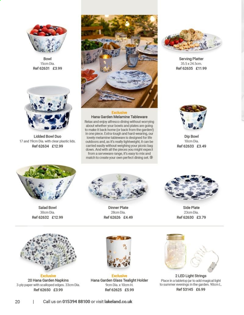 thumbnail - Lakeland offer  - Sales products - napkins, tableware, plate, dinner plate, salad bowl, bowl, serveware, jar, paper. Page 20.