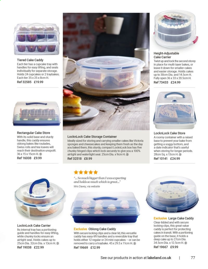 thumbnail - Lakeland offer  - Sales products - lid, tray, cake carrier, storage box. Page 77.