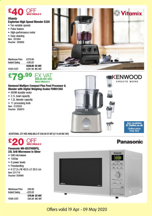 thumbnail - Costco offer  - 19/04/2021 - 09/05/2021 - Sales products - Panasonic, bowl, microwave, blender, Kenwood, food processor, grill. Page 5.