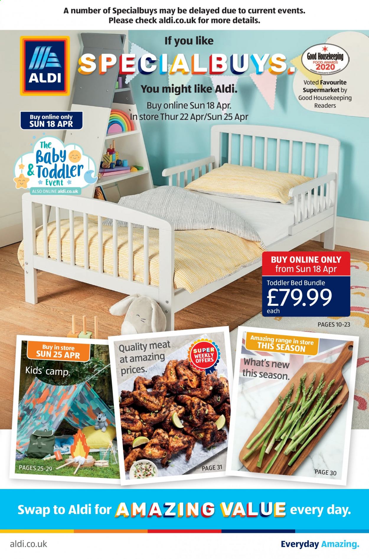 thumbnail - Aldi offer  - 18/04/2021 - 25/04/2021 - Sales products - bed. Page 1.