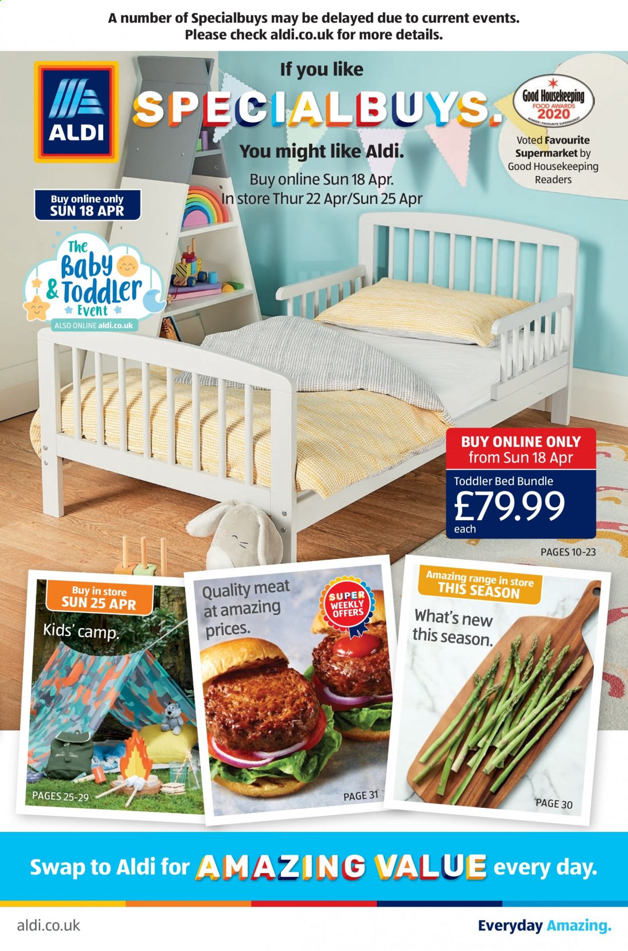 thumbnail - Aldi offer  - 18/04/2021 - 25/04/2021 - Sales products - bed. Page 1.